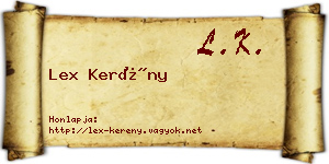 Lex Kerény névjegykártya